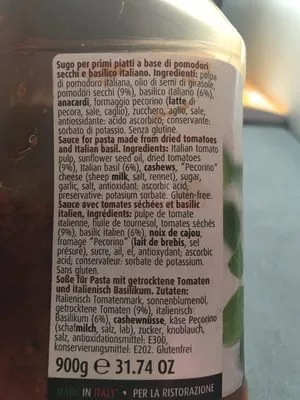 Lista de ingredientes del producto Pesto rosso Monti 