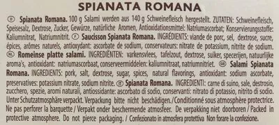 Lista de ingredientes del producto Spianata romana Casa Modena 80 g