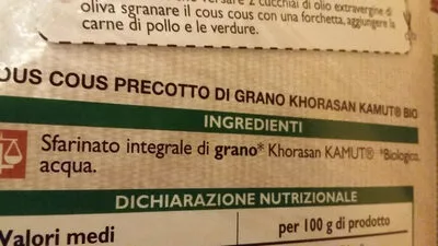 Lista de ingredientes del producto cous cous kamut Pam&panorama 500g