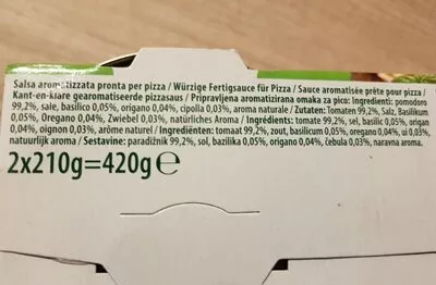 Lista de ingredientes del producto Sauce Prête Aromatisée Pour Pizza Mutti 210 g