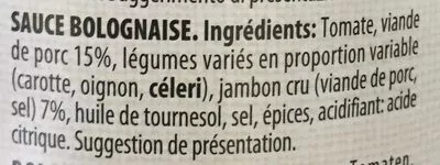 Lista de ingredientes del producto Sauce bolognaise Le conserve della nonna 