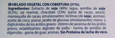 Lista de ingredientes del producto Helado de soja Hacendado 250 g