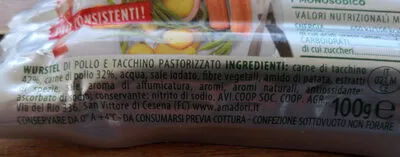 Lista de ingredientes del producto wurstel Amadori amadori 100g