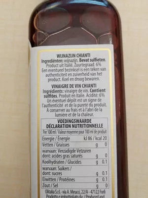 Lista de ingredientes del producto wine vinegar olitalia 25 cl