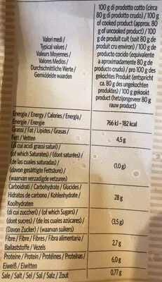 Lista de ingredientes del producto mezzelune alle verdure grigliate Antica Pasteria 