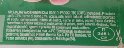 Lista de ingredientes del producto Paciocotti beretta, Fratelli Beretta 150g