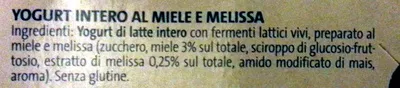 Lista de ingredientes del producto Yogurt al miele e melissa Sterzing-Vipiteno, Cooperativa Latteria Vipiteno Soc. Agr. Via Passo Giovo 108 39049 Vipiteno BZ Italy 250 g