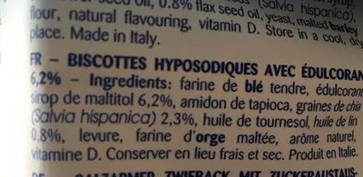 Lista de ingredientes del producto Biscottes  