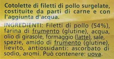 Lista de ingredientes del producto Cotolette di filetti di pollo AiA 280 g