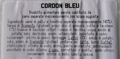 Lista de ingredientes del producto i Panati Cordon Bleu Gran Podere 245 g