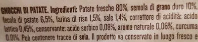 Lista de ingredientes del producto Gnocchi di patate rummo 500 g