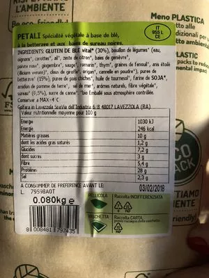 Lista de ingredientes del producto Petali bio betterave Cosi Bio 