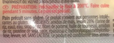 Lista de ingredientes del producto Mini Baguette Schär 150 g e