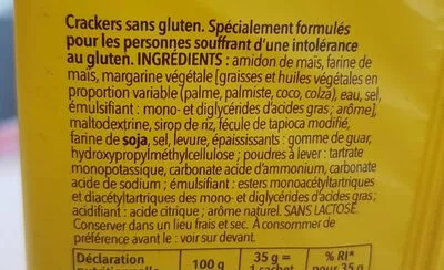 Lista de ingredientes del producto Crackers sin gluten Schär 210g