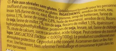 Lista de ingredientes del producto Pain aux céréales sans gluten Schar 