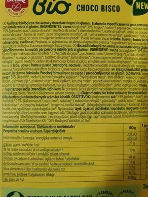 Lista de ingredientes del producto Bio choco bisco Schär 105 g