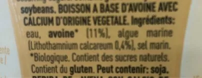 Lista de ingredientes del producto Avena Bevanda Vegetale a Base di Avena Alce Nero 500 ml