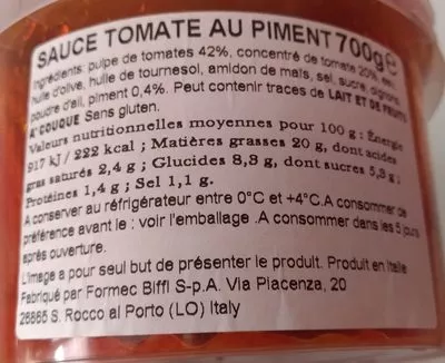 Lista de ingredientes del producto Arrabbiata Chilled Sauce  