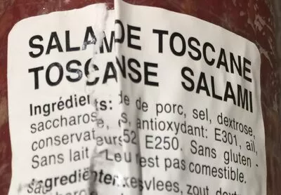 Lista de ingredientes del producto Salame Toscano viani 500 g