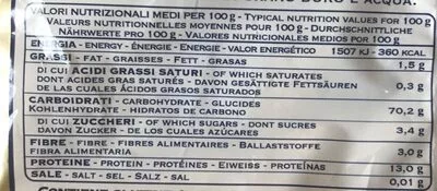 Lista de ingredientes del producto Rigatoni  