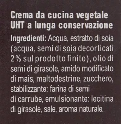 Lista de ingredientes del producto Carrefour Veg Crema da Cucina Carrefour, Carrefour Veg 200 ml