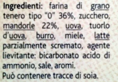 Lista de ingredientes del producto Cantucci Terre d'Italia 250 g e