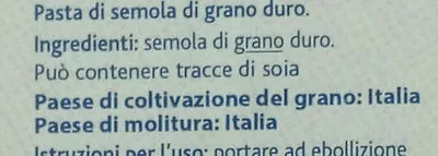 Lista de ingredientes del producto Fusillo bucato Terre d'Italia 500 g