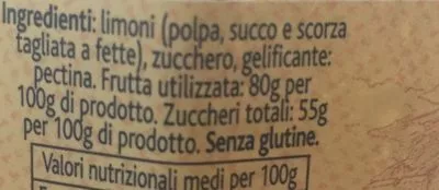 Lista de ingredientes del producto Mermelada limón de sicilia Terre d'italia, Terre ditalia 