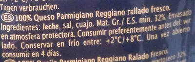 Lista de ingredientes del producto Parmigiano Reggiano Solo Italia 60 g