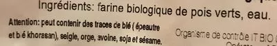 Lista de ingredientes del producto Macarrones de guisante sin gluten Castagno 250g