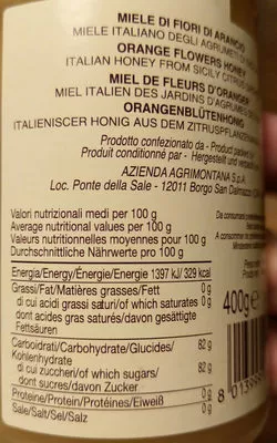 Lista de ingredientes del producto Miele di Fioridi Arancio Agrimontana 