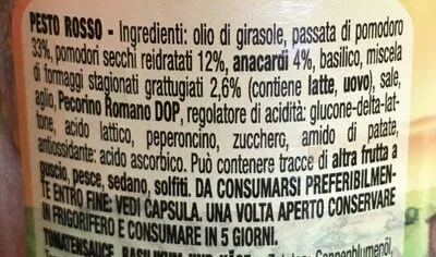 Lista de ingredientes del producto Pesto rosso  