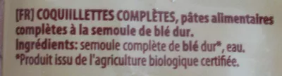 Lista de ingredientes del producto Coquillettes complètes Bio (Gomitini) La Bio Idea, Do It BV (Dutch Organic International Trade) 500 g