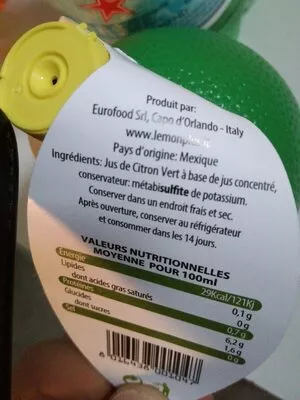 Lista de ingredientes del producto Jus de citron vert de Tecoman  