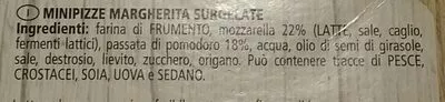 Lista de ingredientes del producto Pizzette margherita Tre Mulini 