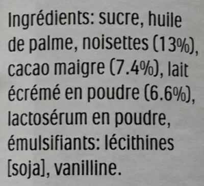 Lista de ingredientes del producto Nutella Ferrero, Nutella 750g