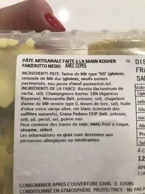 Lista de ingredientes del producto Ravioli champignons  