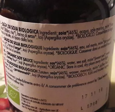 Lista de ingredientes del producto Tamari bio  