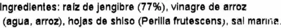 Lista de ingredientes del producto Jengibre encurtido La Finestra sul Cielo 105 (neto), 50 g (escurrido)