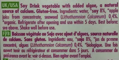 Lista de ingredientes del producto Boisson De Soja Au Calcium (1 L) Probios 