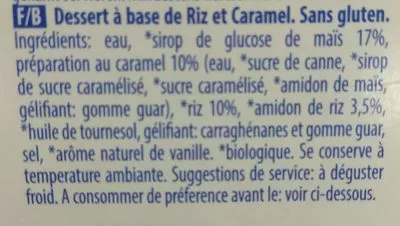 Lista de ingredientes del producto Dessert di riso e caramello Rice & Rice 