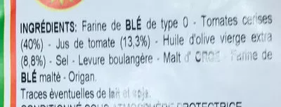 Lista de ingredientes del producto Focaccia avec des tomates cerises  1500 g