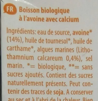 Lista de ingredientes del producto Avena+ Calcium The Bridge 1 L