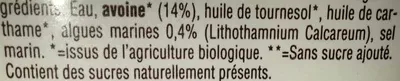 Lista de ingredientes del producto Boisson Avoine 14 % +calcium Délice Végétal 1 L e