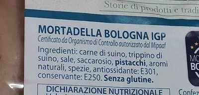 Lista de ingredientes del producto Mortadella Lettere dall'Italia 110 g