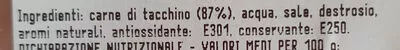 Lista de ingredientes del producto Fesa di Tacchino Bracigliano Salumi 0.060kg