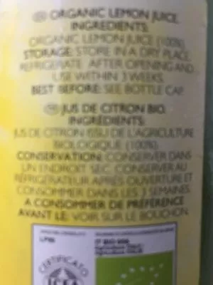 Lista de ingredientes del producto Limmi Bio Limmi 250 ml