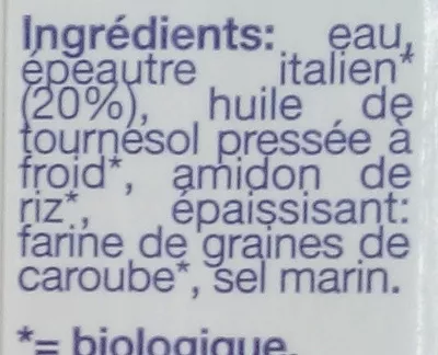 Lista de ingredientes del producto Cuisine épeautre Isola Bio 200 ml