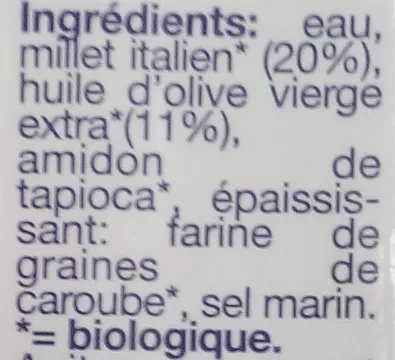 Lista de ingredientes del producto Cuisine Millet Isola Bio 200 ml