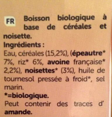 Lista de ingredientes del producto Cereales Noisettes Isola Bio 1L